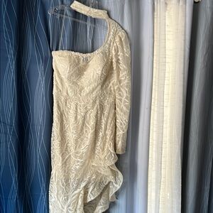 Elegant Cream One-Shoulder Dress